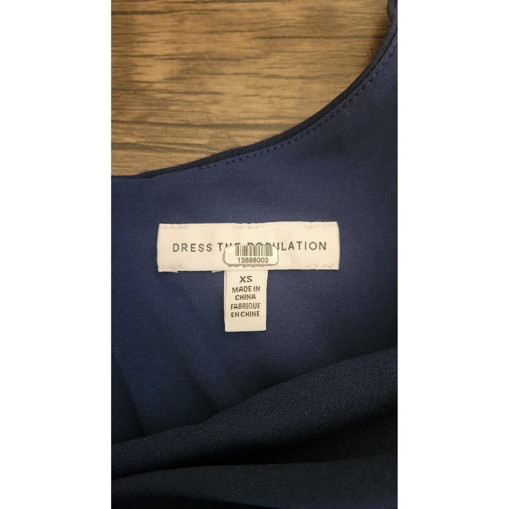 Dress the Population Navy‎ Blue Twist Front Long Sleeve Cutout Mini Dress XS - Picture 3 of 7